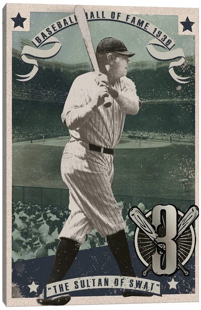 BR Baseball Card Canvas Art Print - Baseball Art