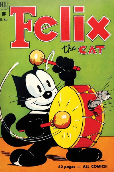 Felix Drum Scare by Radio Days metal wall art