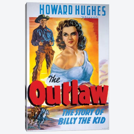 The Outlaw Film Poster Canvas Print #RAD22} by Radio Days Canvas Art