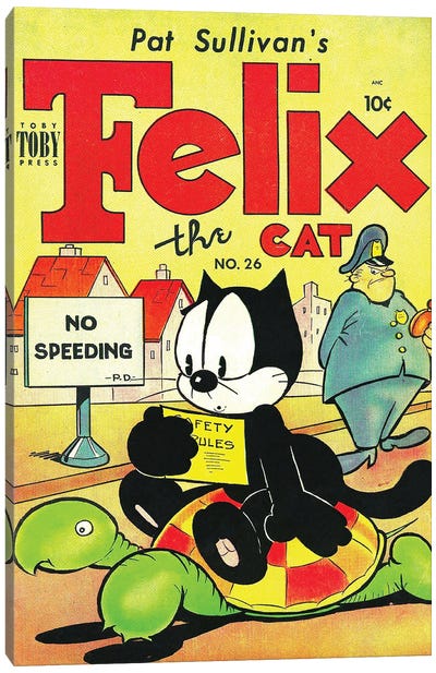 Felix Turtle No Speeding Canvas Art Print - Radio Days