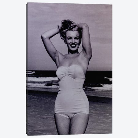 A Young Marilyn Monroe At The Beach Canvas Print #RAD26} by Radio Days Canvas Print