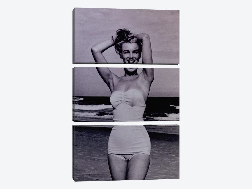 A Young Marilyn Monroe At The Beach by Radio Days 3-piece Canvas Art