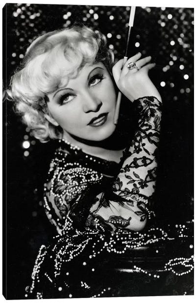 Mae West Over The Shoulder Pose Canvas Art Print - Golden Age of Hollywood Art
