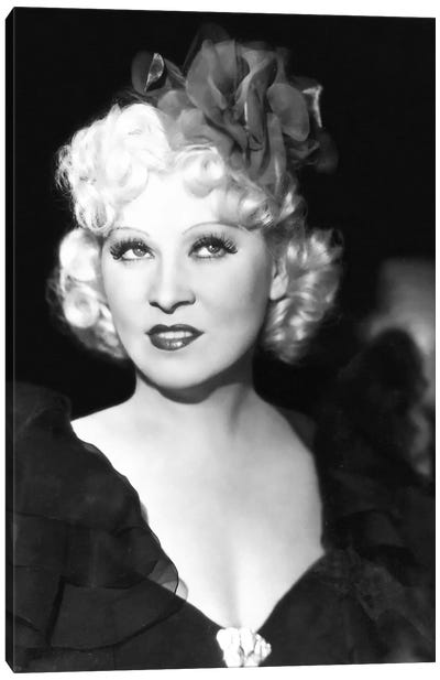 Mae West With A Glamorous Hair Bow Canvas Art Print - Golden Age of Hollywood Art