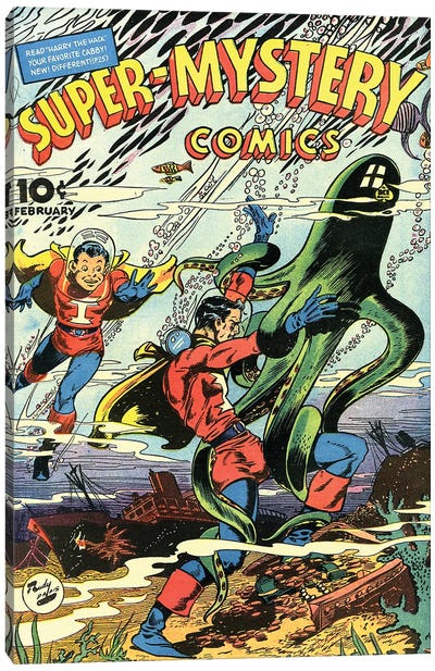 Super Mystery 5-4 Feb Canvas Art Print - Comic Book Art