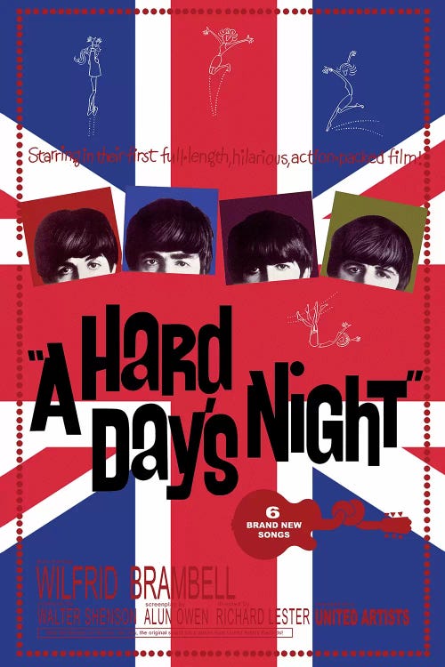 A Hard Day's Night Film Poster (Union Jack Background)