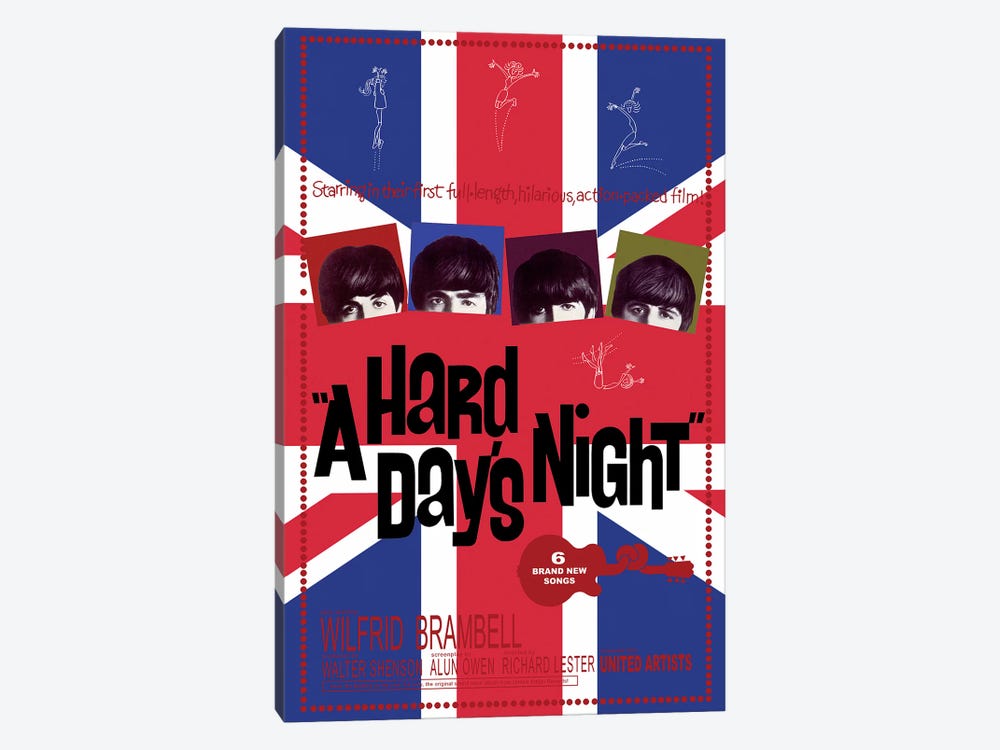 A Hard Day's Night Film Poster (Union Jack Background) by Radio Days 1-piece Canvas Art Print