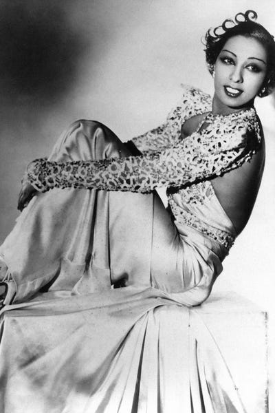 Black & White Pop Culture Art: Josephine Baker Reclining Black & White by Radio Days