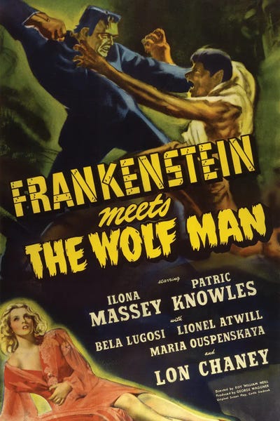Vintage Movie Posters: Frankenstein Meets The Wolfman by Radio Days