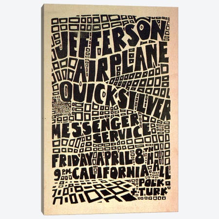California Hall Concert Poster (Jefferson Airplane & Quicksilver Messenger Service) Canvas Print #RAD39} by Radio Days Canvas Print