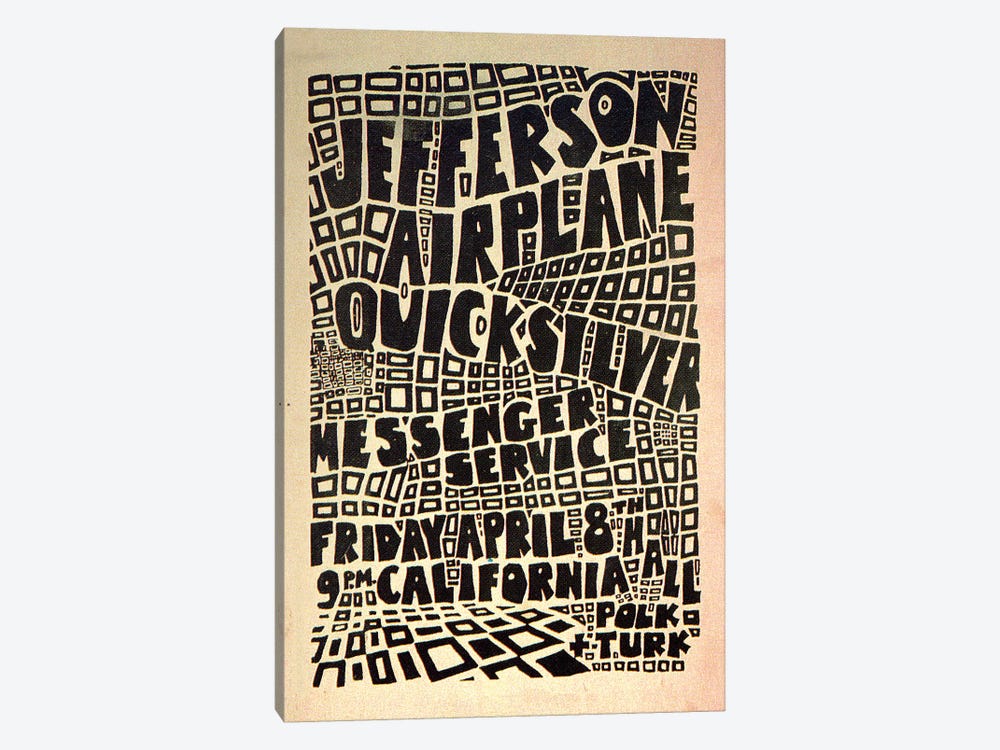 California Hall Concert Poster (Jefferson Airplane & Quicksilver Messenger Service) by Radio Days 1-piece Canvas Artwork
