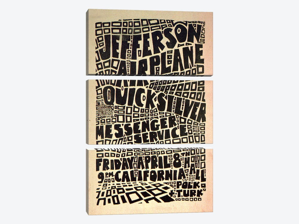 California Hall Concert Poster (Jefferson Airplane & Quicksilver Messenger Service) by Radio Days 3-piece Canvas Wall Art