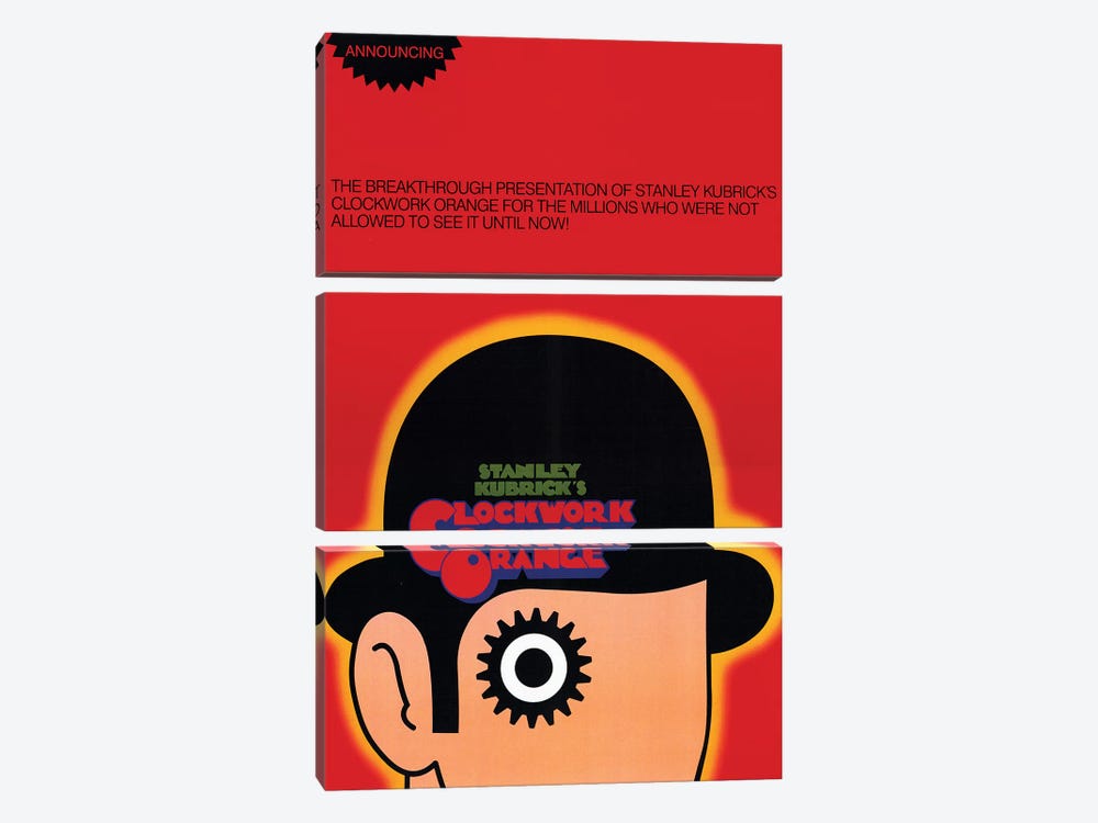 A Clockwork Orange Film Poster by Radio Days 3-piece Canvas Print