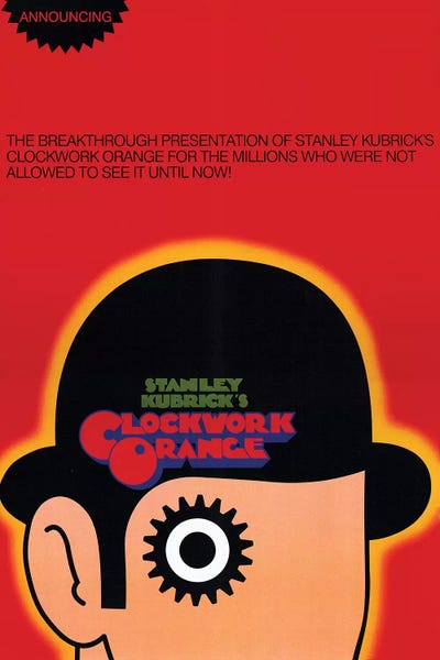 Fictional Characters: A Clockwork Orange Film Poster by Radio Days