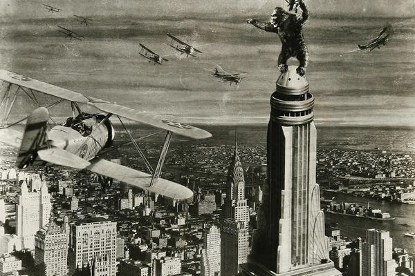 Black & White Pop Culture Art: King Kong B&W by Radio Days