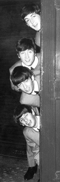 Fab 4 Standing Behind Door by Radio Days wall art
