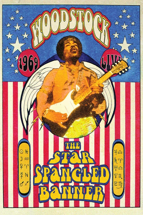Jimi Hendrix Woodstock Star Spangled Banner by Radio Days wall art