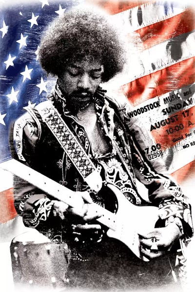 Musicians: Jimi Hendrix (American Flag Background) by Radio Days