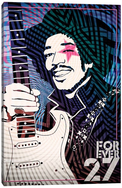 Jimi Hendrix Forever 27 Psychedelic Poster Canvas Art Print - 60s Collection