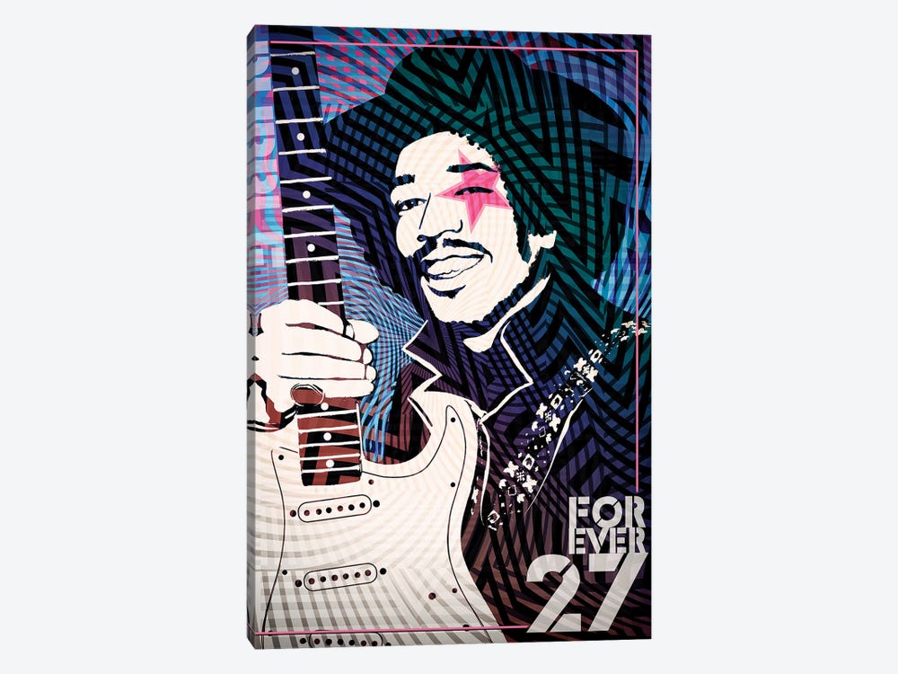 Jimi Hendrix Forever 27 Psychedelic Poster by Radio Days 1-piece Canvas Art