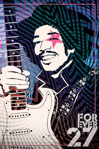 The Sixties: Jimi Hendrix Forever 27 Psychedelic Poster by Radio Days