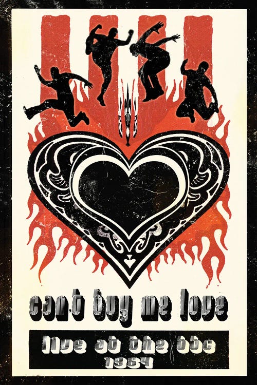 Can't Buy Me Love Heart - The Fab 4 by Radio Days wall art