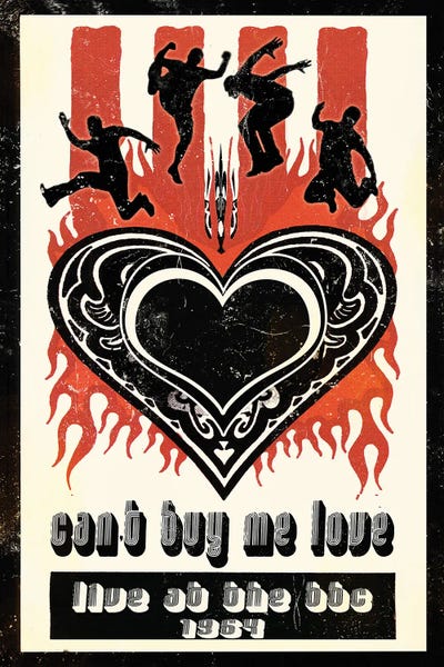 Bands: Can't Buy Me Love Heart - The Fab 4 by Radio Days