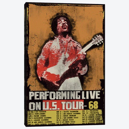 Jimi Hendrix 1968 U.S. Tour Poster Canvas Print #RAD45} by Radio Days Canvas Print
