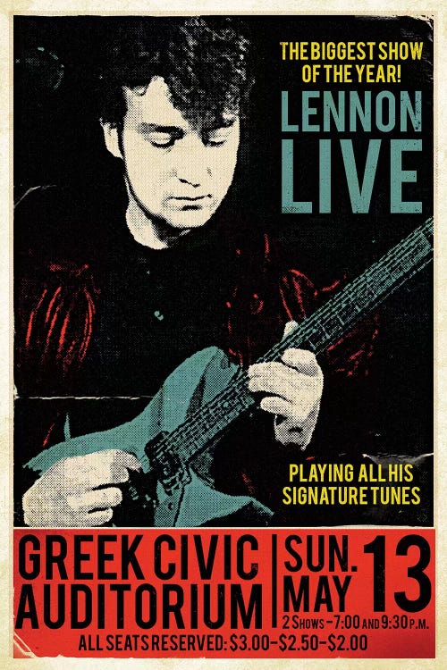 John Lennon At The Greek Civic Auditorium by Radio Days wall art