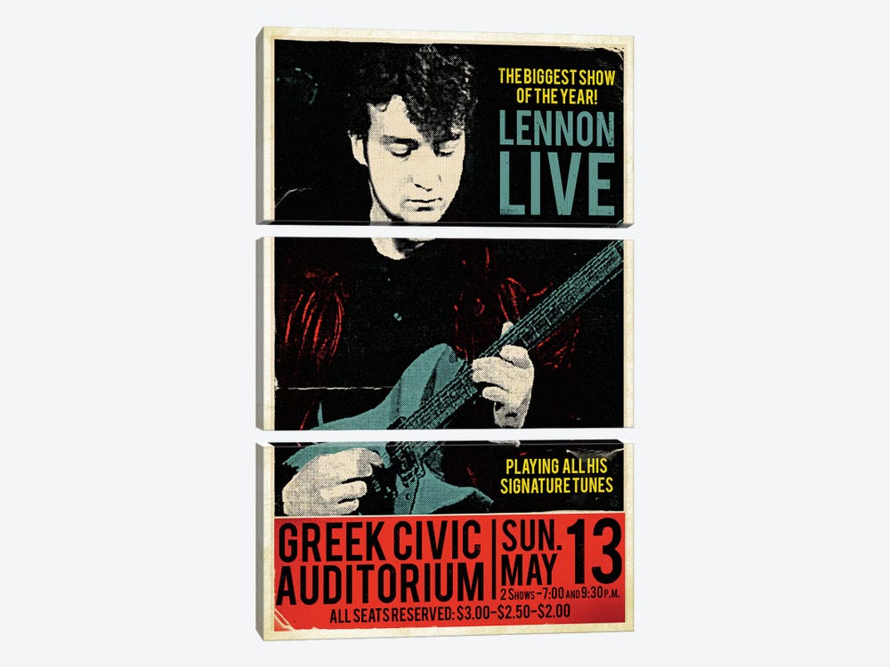 John Lennon At The Greek Civic Auditorium by Radio Days 3-piece Canvas Art