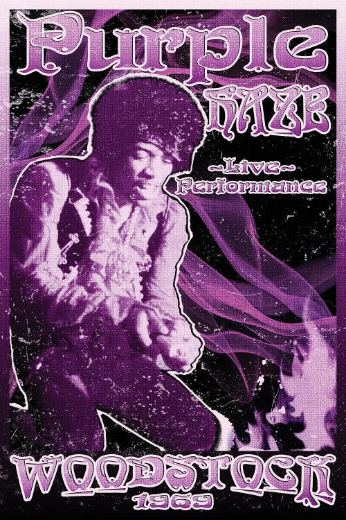 Jimi Hendrix - Woodstock Purple Haze by Radio Days wall art