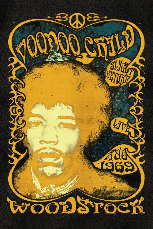 Jimi Hendrix - Woodstock Voodoo Child by Radio Days wall art