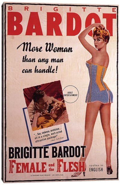 Female And The Flesh (The Light Across The Street Re-Issue) Film Poster Canvas Art Print - Brigitte Bardot