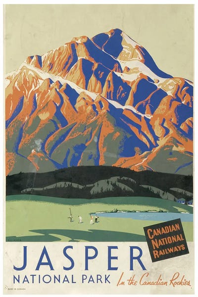 Vintage Travel Posters: Jasper Canadian Rockies by Radio Days