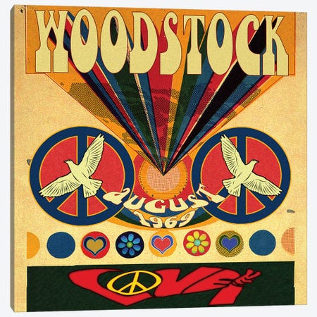 Woodstock Love Invite Poster Canvas Print #RAD50} by Radio Days Art Print
