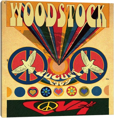 Woodstock Love Invite Poster Canvas Art Print - Psychedelic & Trippy Art