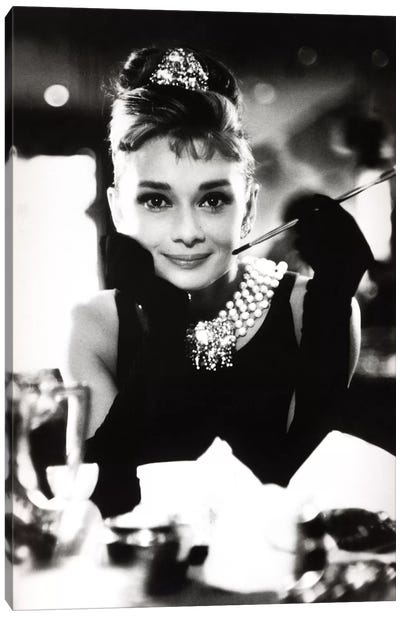 A Smiling Audrey Hepburn Canvas Art Print - Best Selling Fashion Art