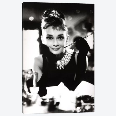 A Smiling Audrey Hepburn Canvas Print #RAD57} by Radio Days Canvas Wall Art