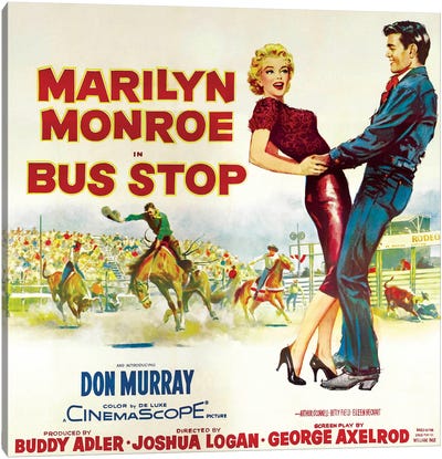 Bus Stop Film Poster (Rodeo Scene) Canvas Art Print - Romance Movie Art
