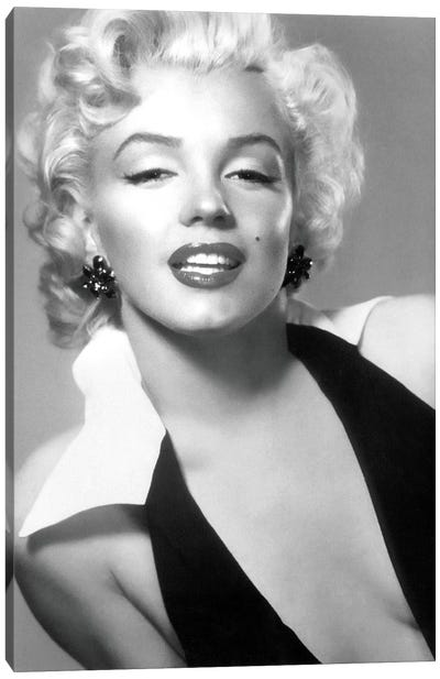 Classic Marilyn Monroe Pose II Canvas Art Print - Large Black & White Art