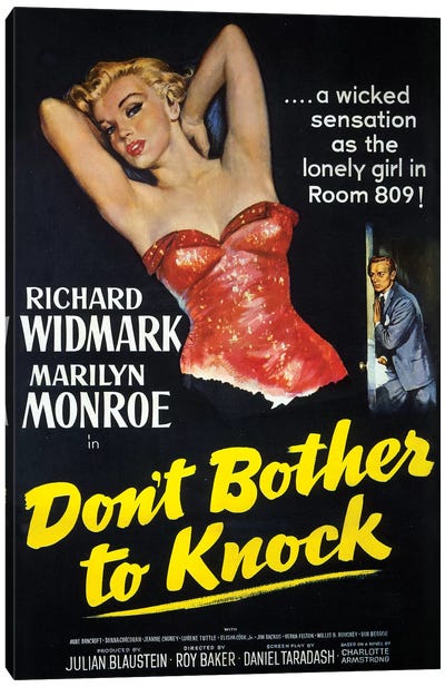 Don't Bother To Knock Film Poster Canvas Art Print - Film-Noir Art