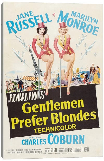 Gentlemen Prefer Blondes Film Poster Canvas Art Print - Musical Movie Art