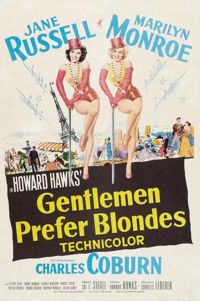 Actors & Actresses: Gentlemen Prefer Blondes Film Poster by Radio Days