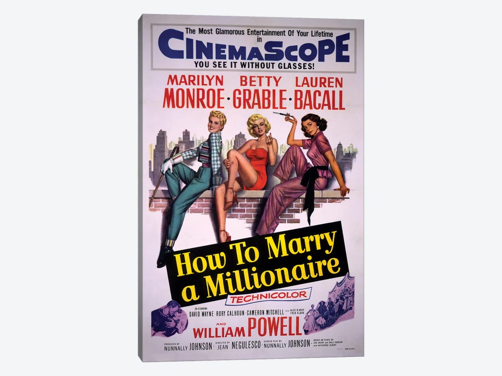 How To Marry A Millionaire Film Poster 1-piece Canvas Art Print