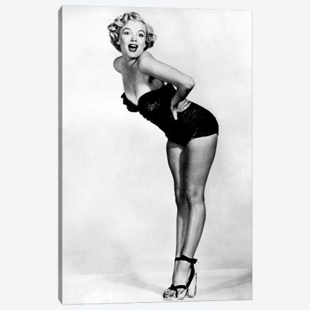 Marilyn Monroe Posing In A Black Swimsuit Canvas Print #RAD73} by Radio Days Canvas Art Print