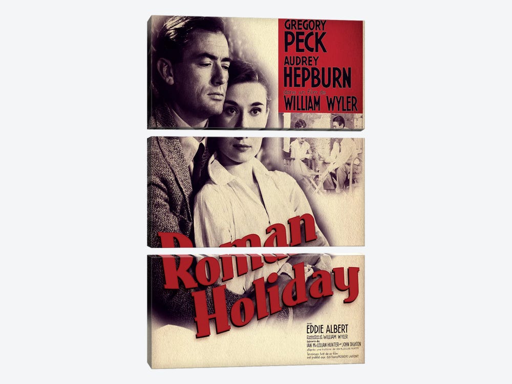 Roman Holiday Film Poster (French Market) by Radio Days 3-piece Canvas Print