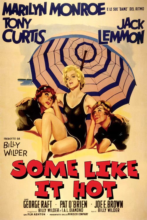 Some Like It Hot Film Poster (Italian Market) by Radio Days wall art