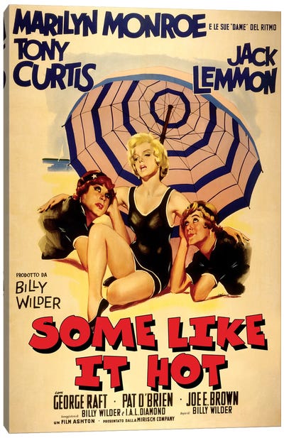 Some Like It Hot Film Poster (Italian Market) Canvas Art Print - Classic Movie Art