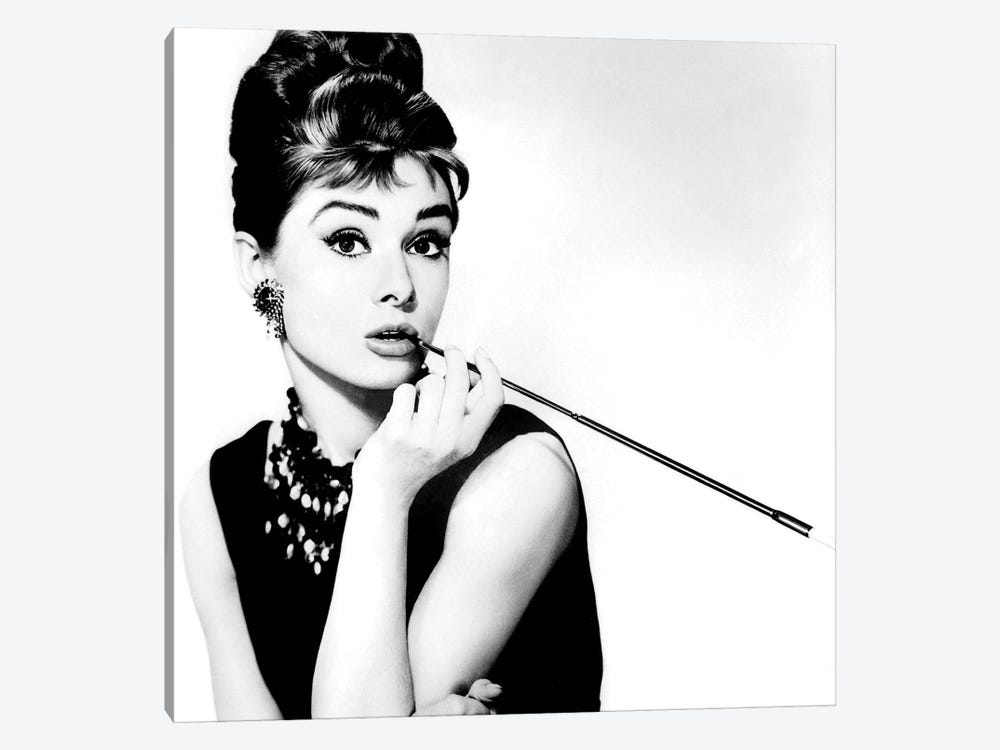 Audrey Hepburn Smoking by Radio Days 1-piece Canvas Art Print
