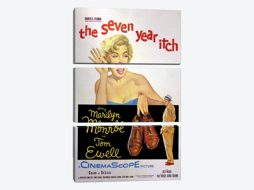 The Seven Year Itch Film Poster by Radio Days 3-piece Canvas Print